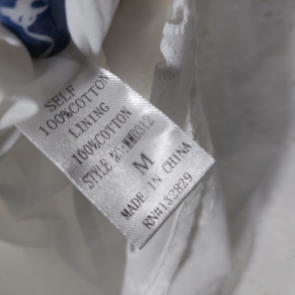 Miou Muse Dress M Florence Embroidered Eyelet Ruffle Button coastal Beach Boho - Picture 13 of 13